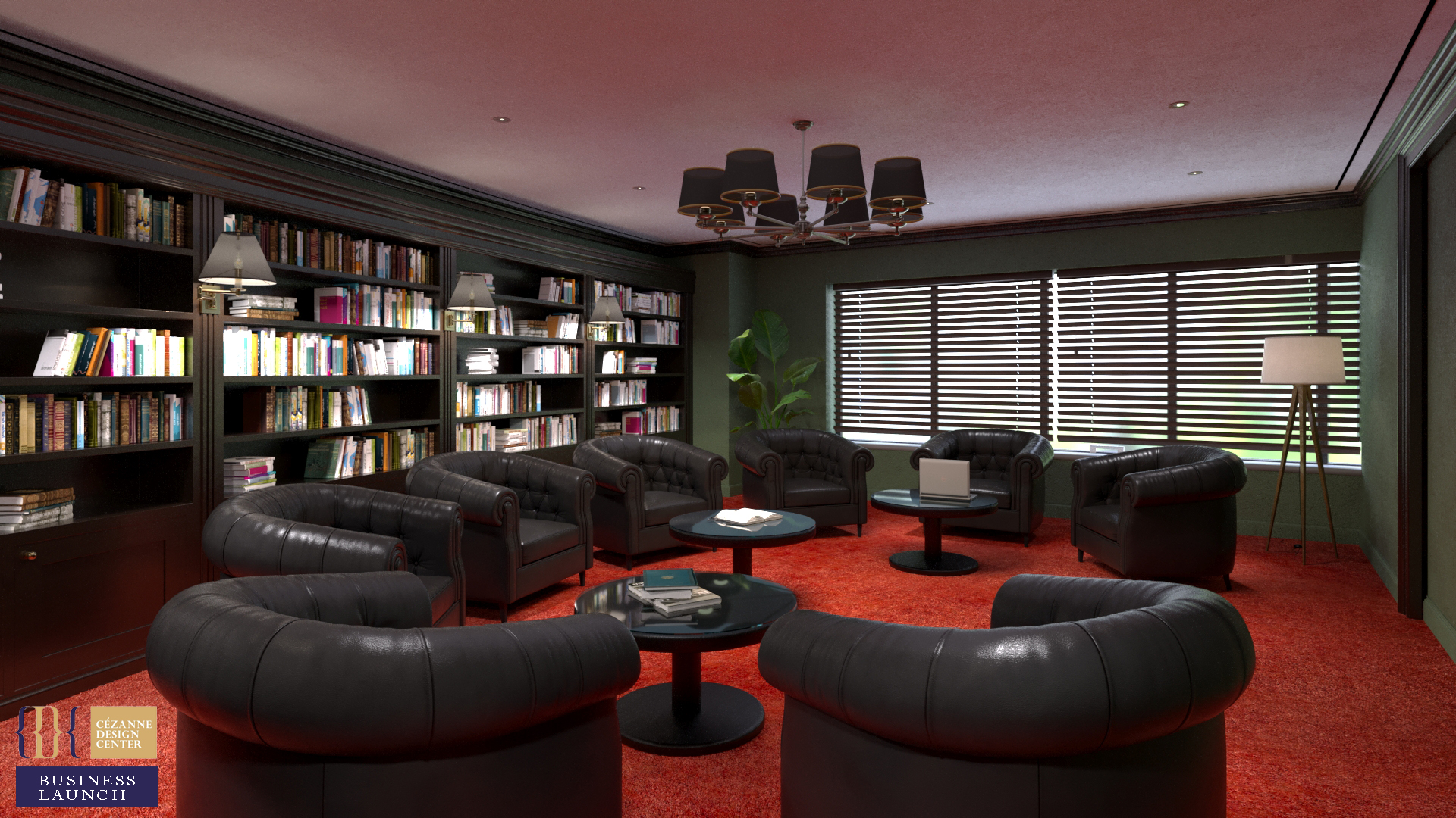 Dayre business lounge in low golden light